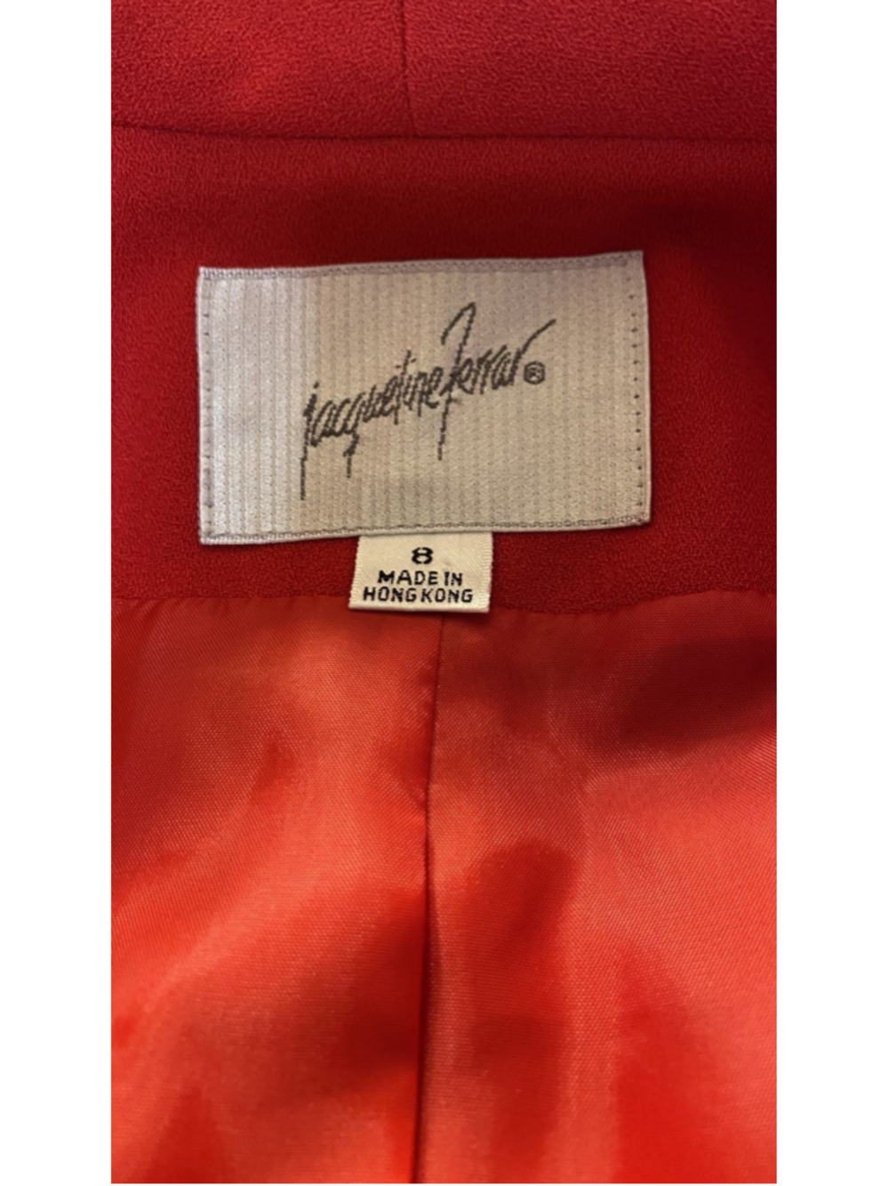 Vtg Jacqueline Ferrar Red Blazer Dress Size 8 Double Breasted Scallop Pkts Lined - Picture 6 of 9